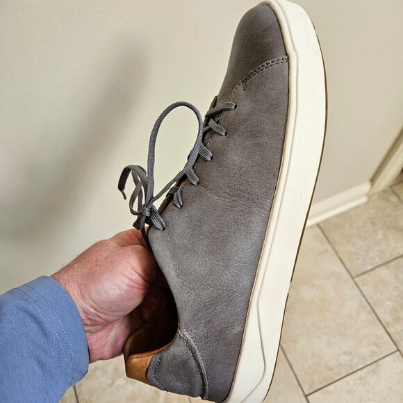 OluKai Men's Lae'Ahi Li 'Ili Leather Sneakers, Stone/Gray, Sz 12 - Picture 13 of 16